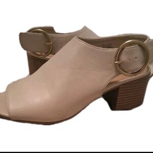 George Cream Mules with Gold Buckle